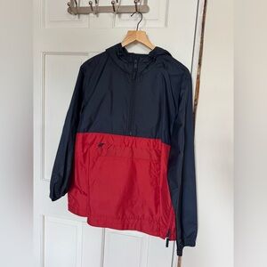 Blue and red 1/4 zip windbreaker